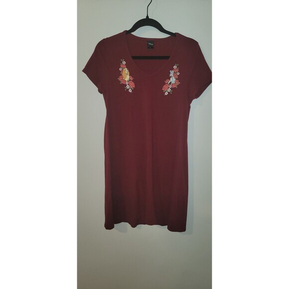 Disney Other - Disney Lady and the Tramp Women’s Burgundy Floral Nightgown Sleep Shirt Size M